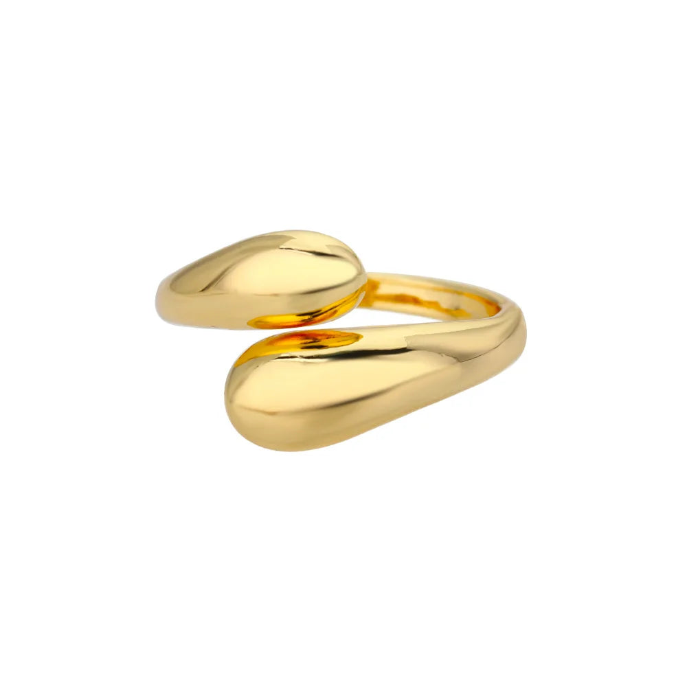 Bague ouverte Gouttes, finition dorée