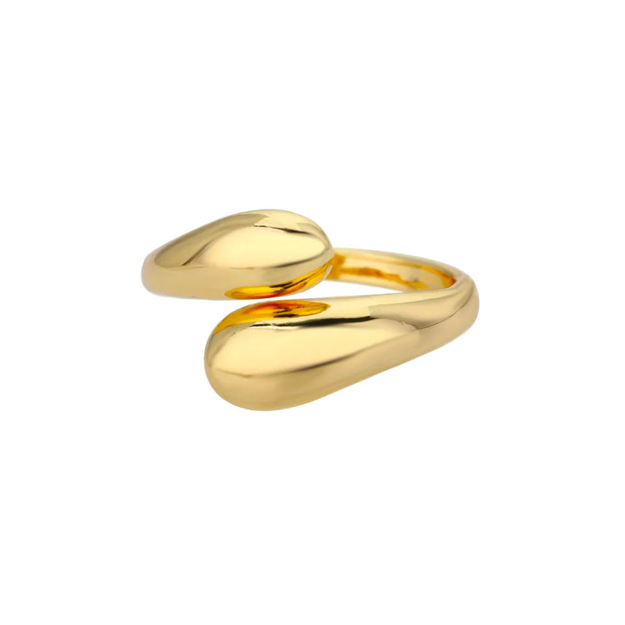 Bague ouverte Gouttes, finition dorée