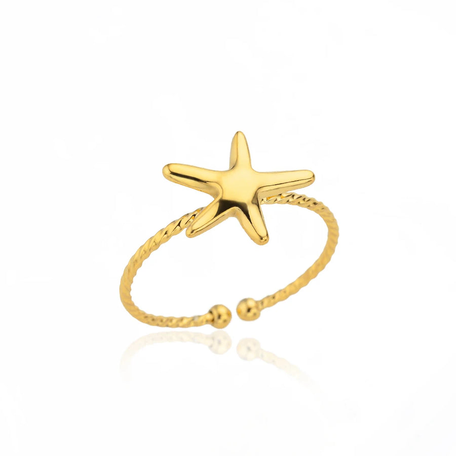Bague ouverte Étoile de mer, finition dorée
