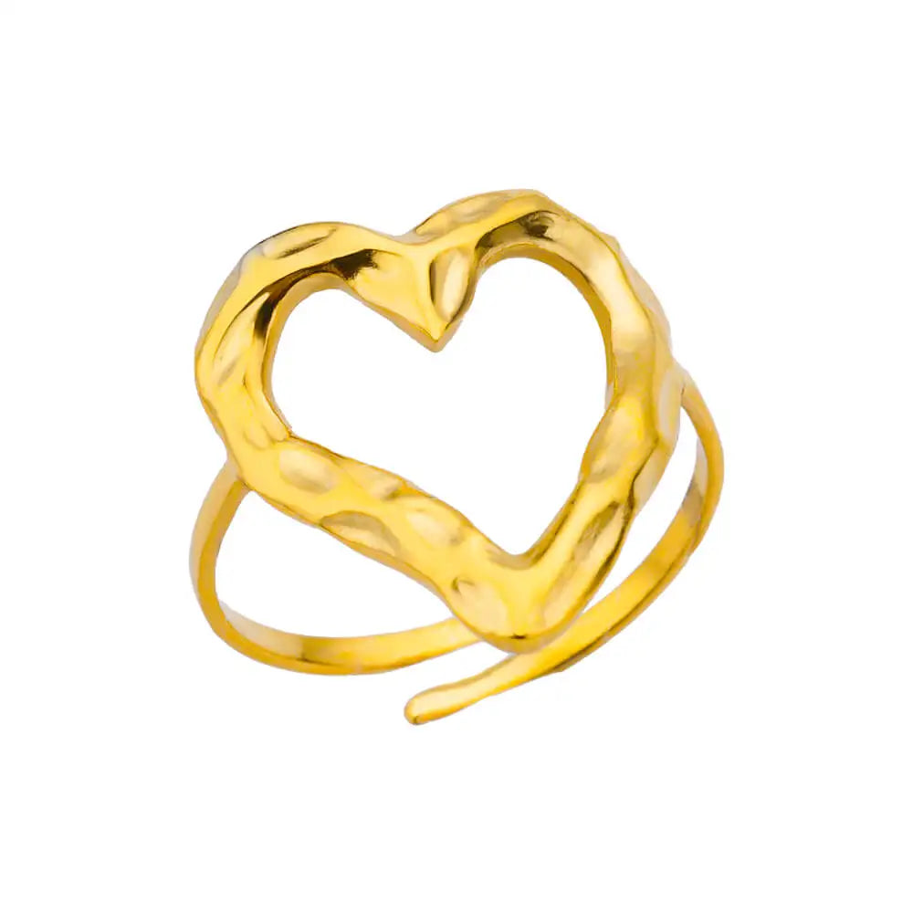 Bague ouverte Cœur, finition dorée