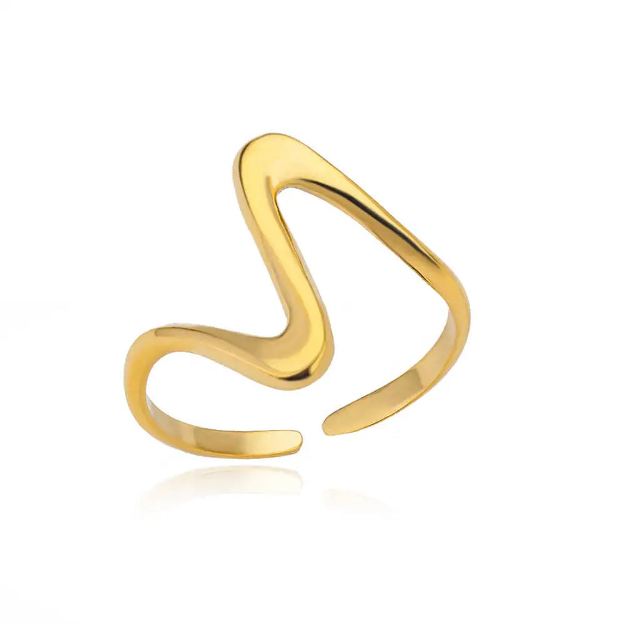 Bague ouverte Vague, finition dorée